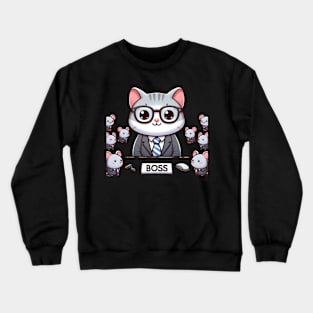 The Cute Cat Boss Guide: Exploring Feline Funnies Crewneck Sweatshirt